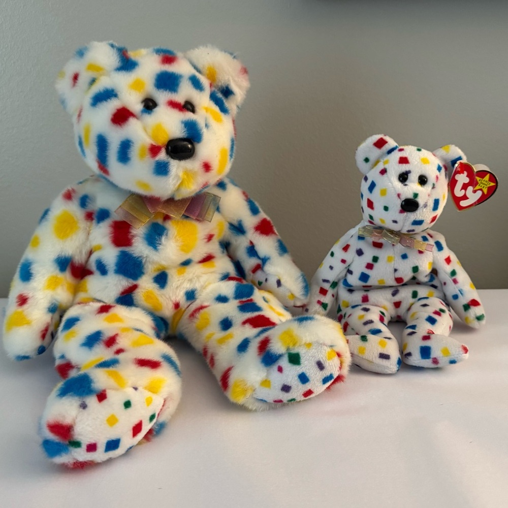 Vintage Ty 2K Multicolor Beanie Baby & Matching Beanie Buddy